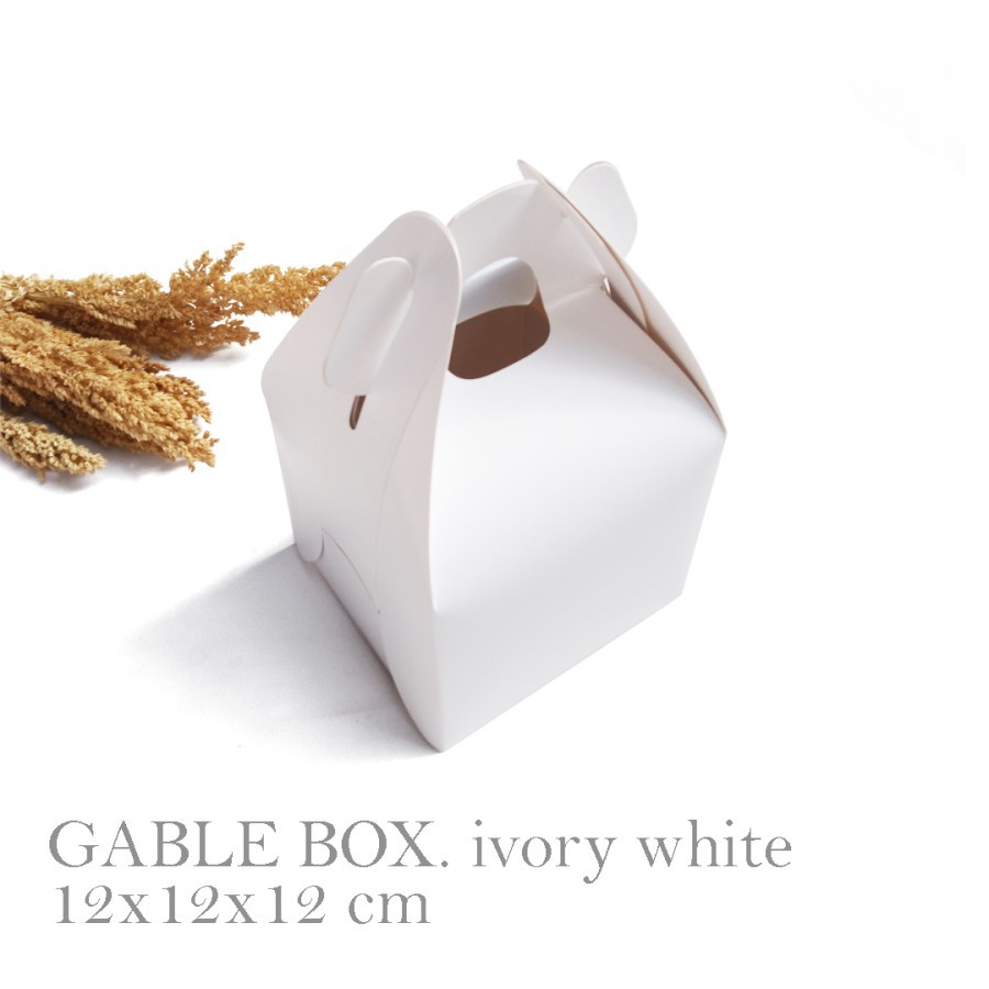 

GABLE BOX IVORY WHITE : 12x12x12 cm / snack box / hampers box/