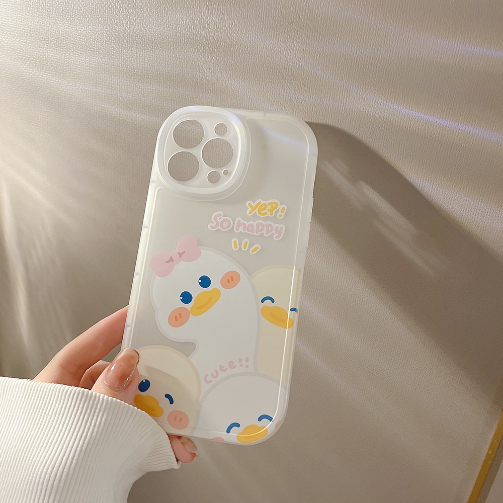 IPHONE Anak Perempuan Lucu Kartun Happy Duck Full Perlindungan Soft Case Cover Untuk Iphone7 8 PLUS XR XS 11 12 13 14 MINI PRO MAX SE 2020