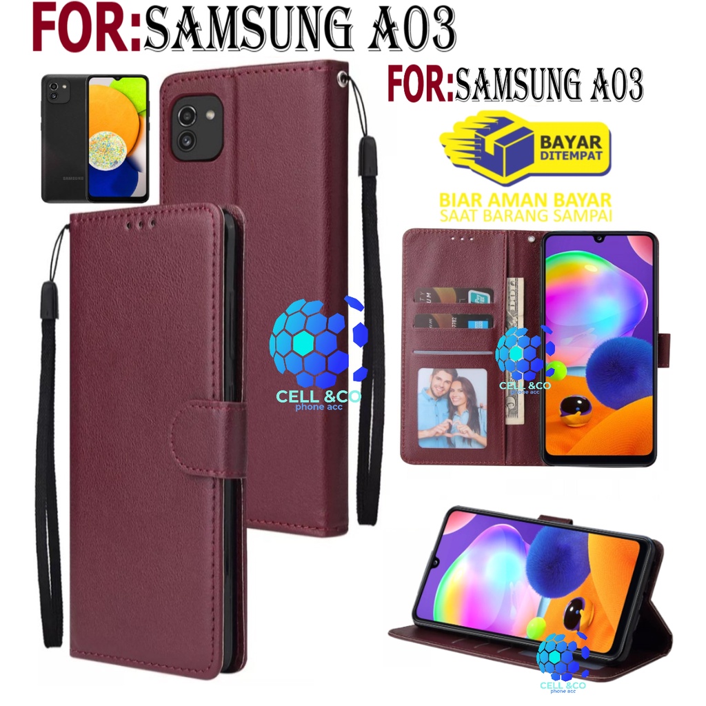 NEW SAMSUNG A03 CASE FLIP LEATHER WALLET PREMIUM FLIP CASE BUKA TUTUP KESING HP CASING FLIP CASE WALLET SAMSUNG A03 TERBARU