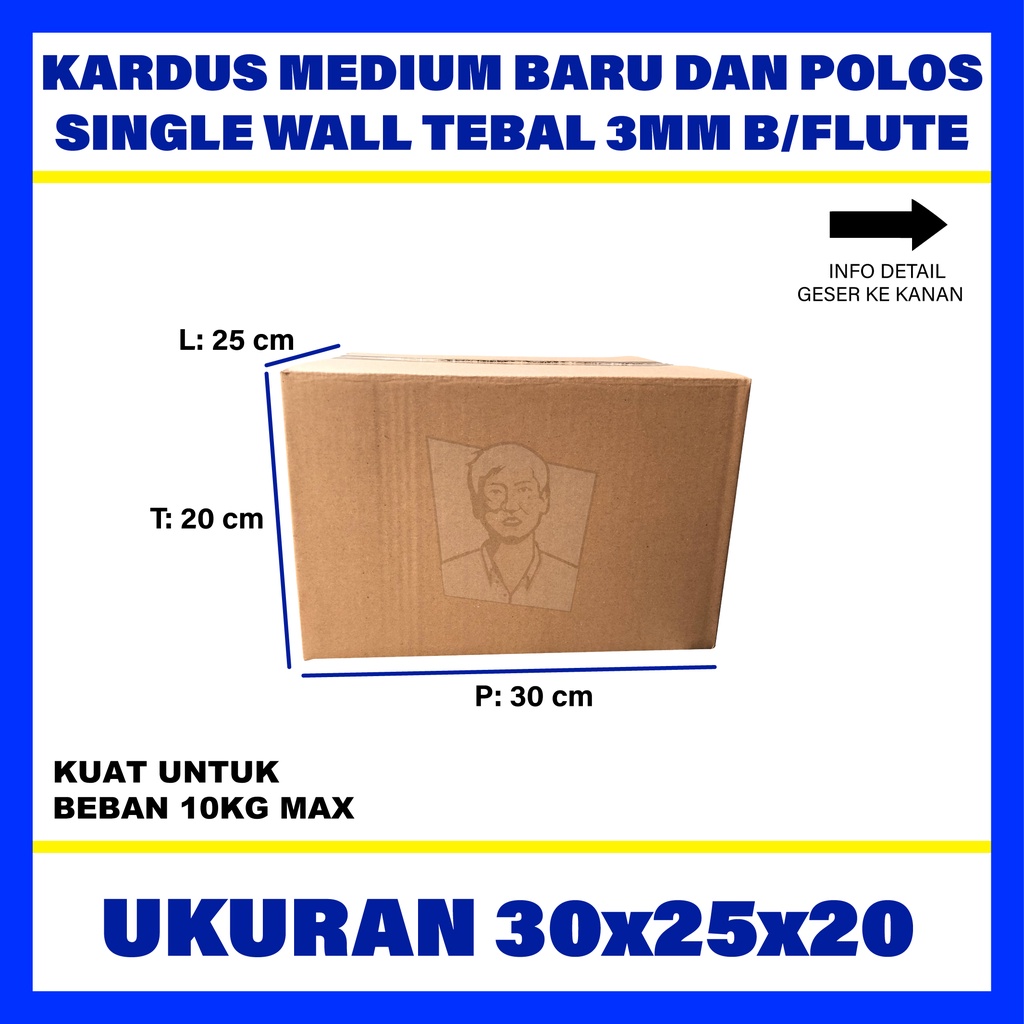 

Kardus Karton Box Polos UK30X25X20