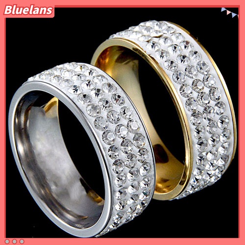 1pc Cincin Berlian Imitasi Tiga Baris Untuk Pria Dan Wanita