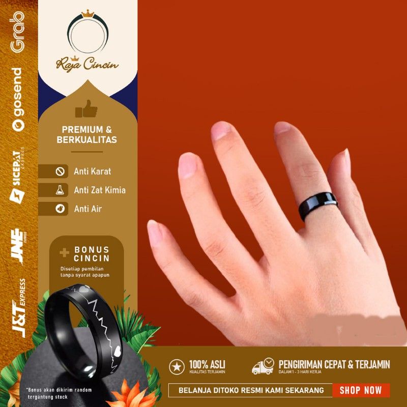 4s GROSIR SOLO || Cincin Titanium Wanita Pria Anti Karat Perak Hitam Polos Kilap