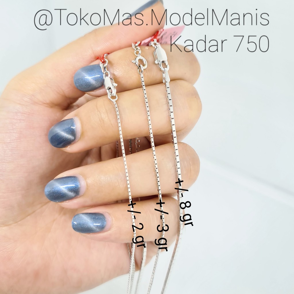 Kalung santa kaca emas putih 750 kadar 17 K