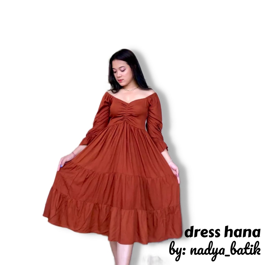 COD MIDI DRESS SUSUN SERUT DADA LENGAN PANJANG TERBARU KEKINIAN BAHAN RAYON TEBAL