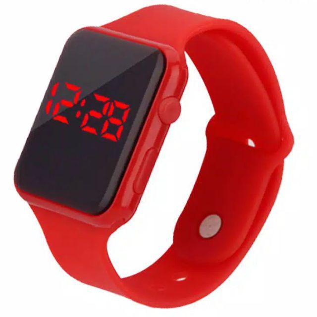 JAM LED MURAH JAM DIGITAL LED JAM SPORTY JAM COUPLE JAM PRIA WANITA JAM GELANG SILIKON BANJARMASIN-Merah