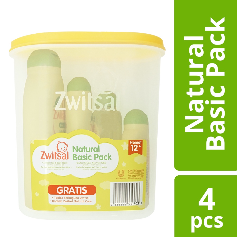 Zwitsal Natural Basic Pack Baby Gifset - Baby Travel Pack, Baby Hampers Gift, Gift Box Bayi