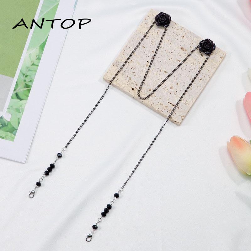 Kalung Rantai Dengan Liontin Topeng Bunga Retro Anti Jatuh Untuk Wanita