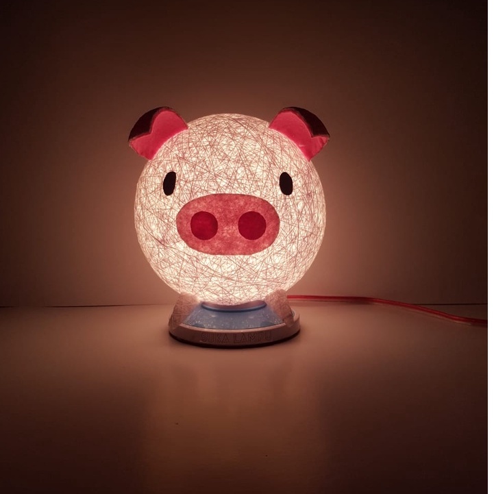 Lampu tidur, lampu benang, lampu tidur karakter, lampu unik, kado unik. piggy