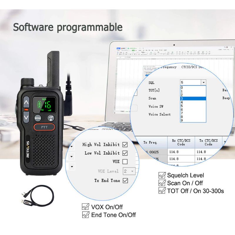 Retevis Mini Walkie Talkie 446MHz 0.5W PMR446 Version