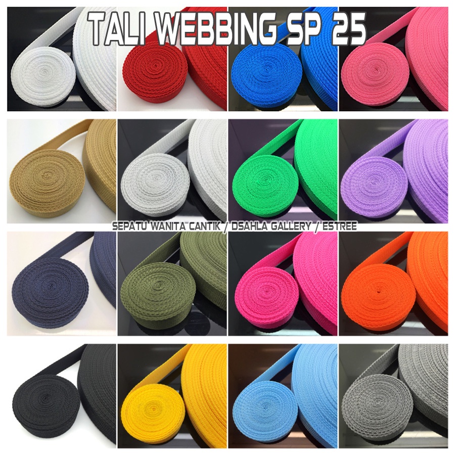 RK Tali Webbing Warna Putih / Tali Webing 2.5 cm Tebal Kuat/ Tali Sling / Tali Webbing / Pita Bisban