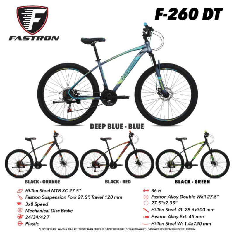 Sepeda MTB 27,5 Fastron F 260 DT Murah banyak bonus / Sepeda Gunung 27,5 Fastron F 260 DT 24 Speed C
