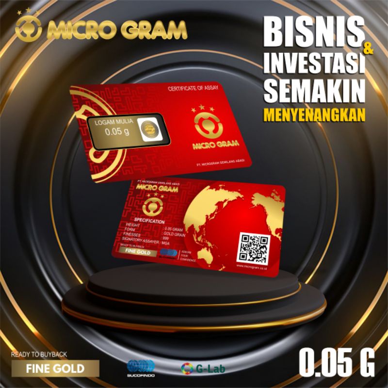 Micro Gram Baby Gold souvenir gift hadiah 0.05 gram asli 24K