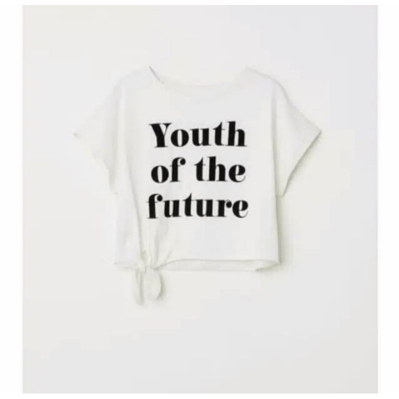 H&M Crop Tee kaos Wanita anak perempuan Putih Original