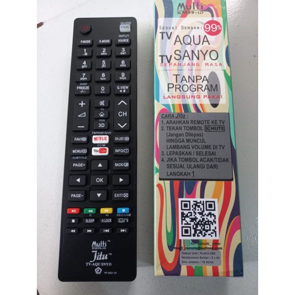 REMOT TV AQUA/SANYO SMART TV/LED/LCD NETFLIX Youtube UNTUK SEMUA JENIS/TIPE