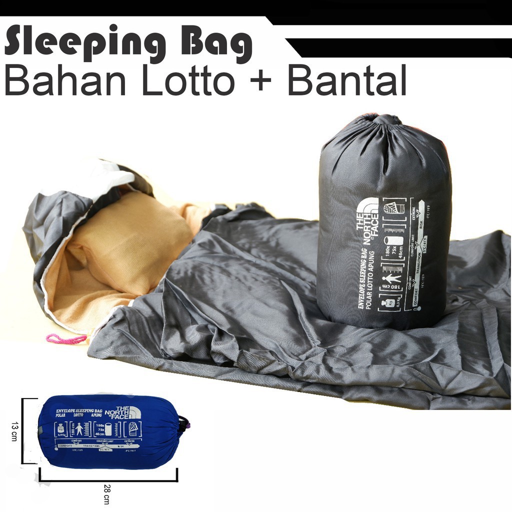 【COD】 Sleeping Bag Polar Lotto + Bantal ` Kantong Tidur Ringan &amp; Ringkas