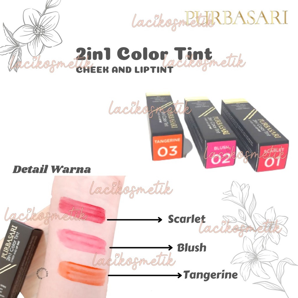 ✨LACIKOSME✨ PURBASARI 2 IN 1 COLOR LIP TINT - CHEEK AND LIPTINT BPOM ORIGINAL