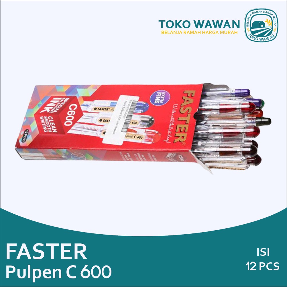 

Pulpen Faster C600 Ballpoint / Pena Pen Bolpen 0.7mm isi 12 PCS