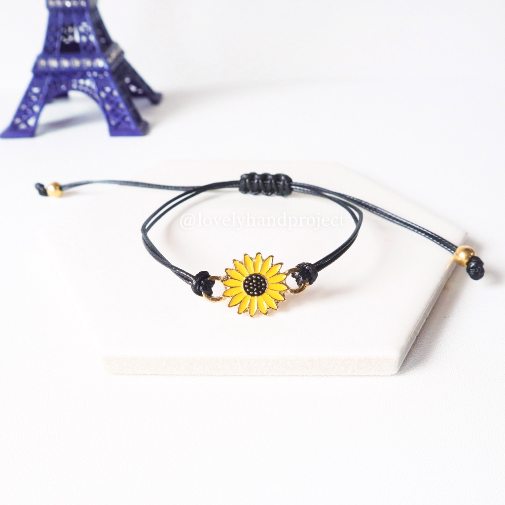 Gelang Couple Motif Bunga Matahari Haechan NCT Sahabat &amp; Pasangan Sunflower Bracelet Double Layer Adjustable