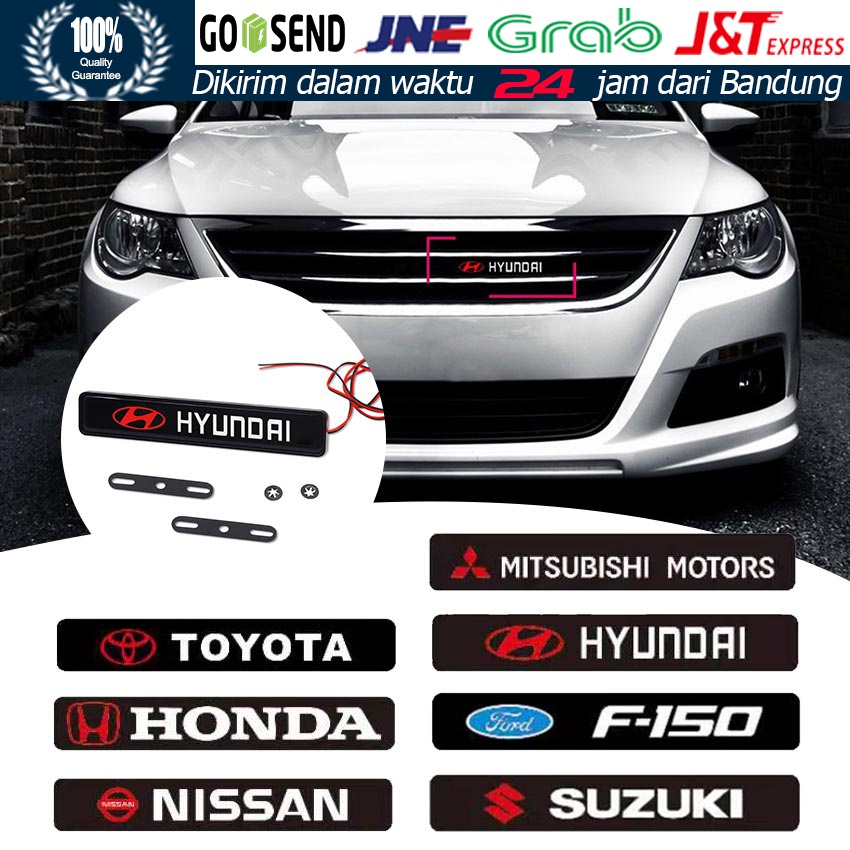 LED Lampu Grill Depan Mobil Lambang Logo Toyota Honda Suzuki Mitsubishi