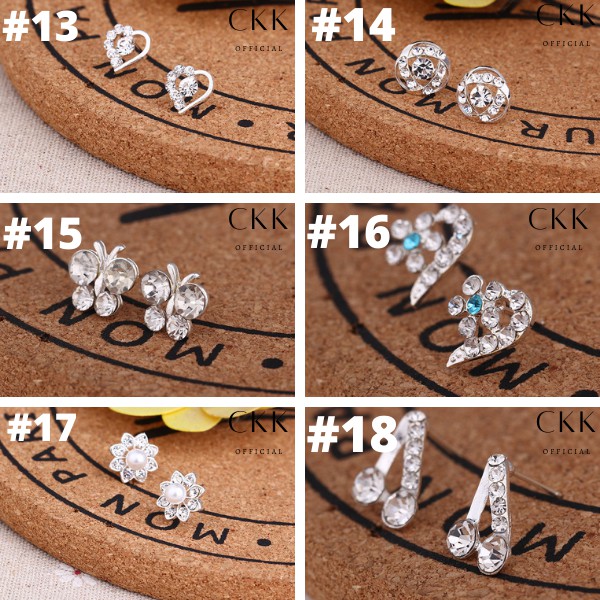 ➰CKK➰ Anting Tusuk Stud Motif  FA97 Permata dan Batu Mutiara Cantik