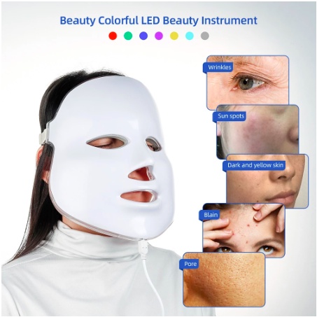 Masker LED PDT LIGHT 7IN1 LED MASKMasker Wajah LED 7 Warna Terapi Cahaya Foton Peremajaan Kulit Perawatan Wajah PDT Masker Kecantikan Perawatan Ance