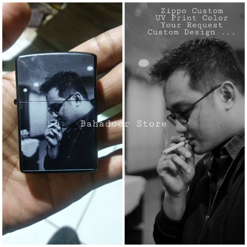 ZIPPO CUSTOM UV PRINT SPOT COLOR BISA REQUEST DESAIN ZIPPO BLACK MATTE GRADE ORI 99%