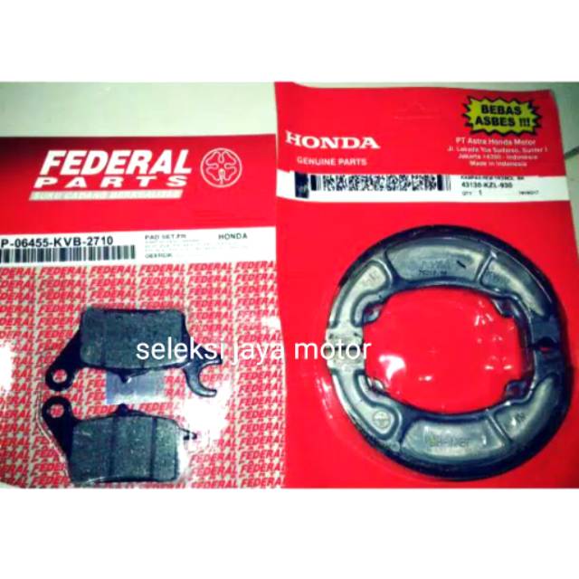 Paket kampas rem matic honda all beat.vario.scoopy (front merk federal &amp; rear merk asli honda)