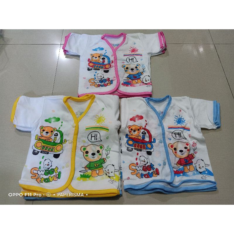 Baju Bayi Lengan Pendek KATUN 3Pcs Baju Bayi Baru Lahir  Baju Bayi Lusinan Ukuran Newborn 0-6 Bulan Perlengkapan Bayi Baru Lahir