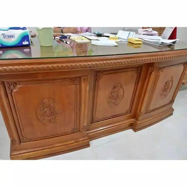 Meja direktur meja kantor ukir jati