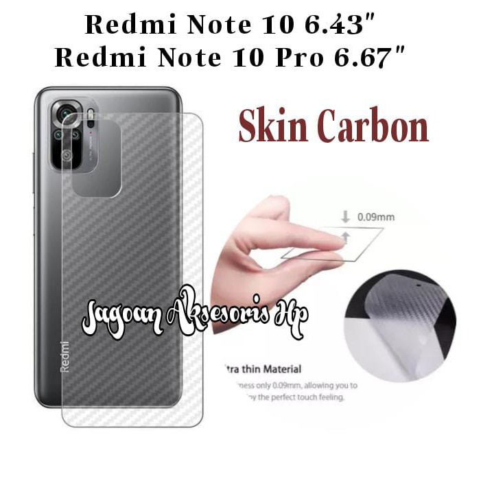 GARSKIN Sticker Carbon Redmi Note 10 Note 10 Pro Skin Carbon Transparan Fiber Protection Back