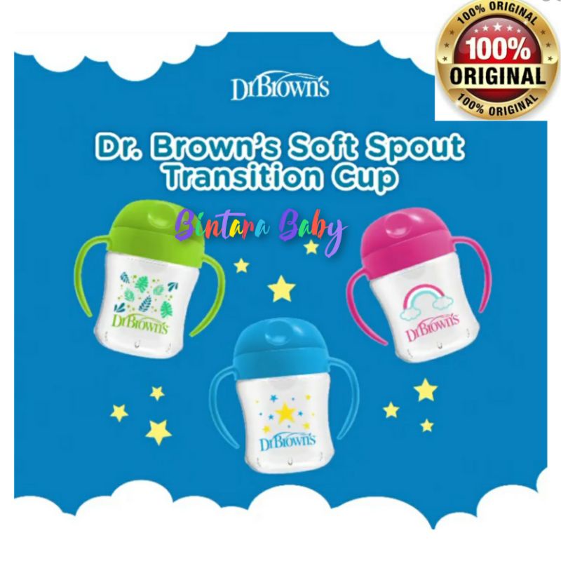 Dr Brown's Brown Soft Spout Transition Cup Stage 1 6m+ 180ml / cups anak