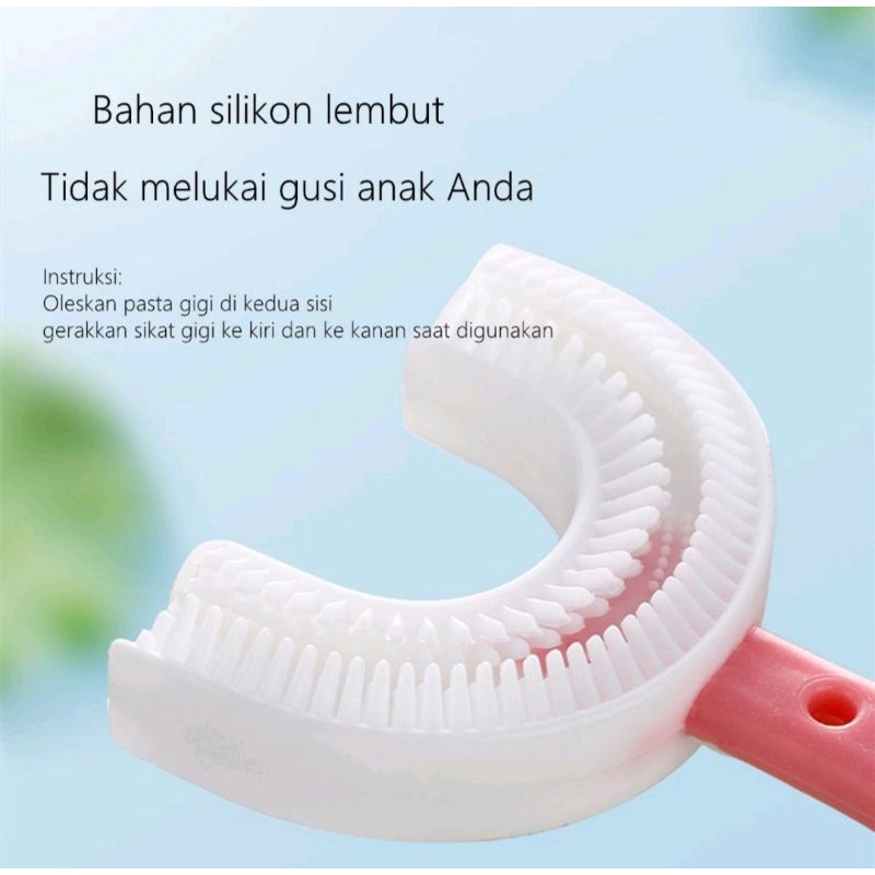 Sikat Gigi Anak Bentuk U Bahan silikon 2-6 Tahun dan 6-12 Training Tooth Brush silicon