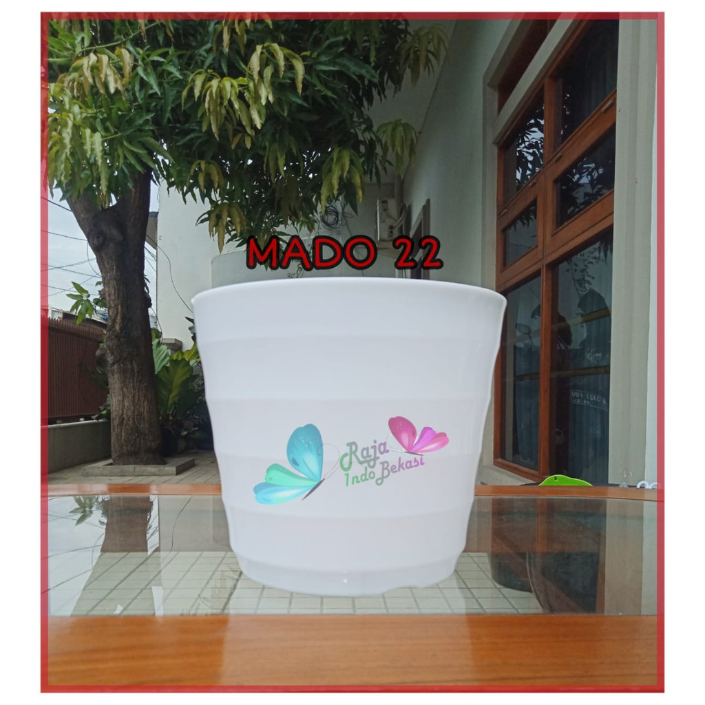 Pot Mado 22 / King Mado 22 Putih Pot Lovenia 22 PoT Bunga Hias Aglonema Ukuran Mirip Pot Tawon 18