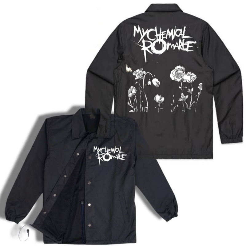 Coach jaket MY CHEMICAL ROMANCE jacket band metal VINTAGE parasut waterproof taslan polos hitam wind