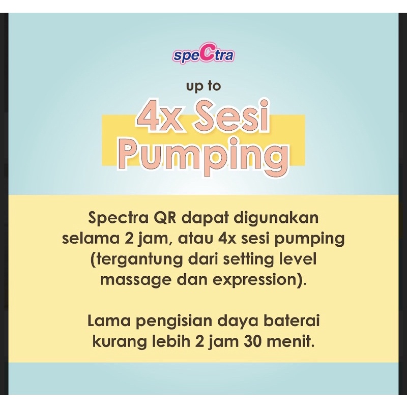 NEW PROMO Launching Extra BONUS!! Spectra QR Pompa Asi Elektrik Double Breast Pump Batrai Tanam Rechargable 4 Warna