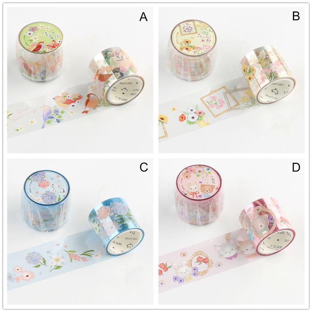 Wonder Masking Tape / Selotip Washi Anti Air Motif Bunga / Burung / Hewan Untuk Dekorasi Agenda