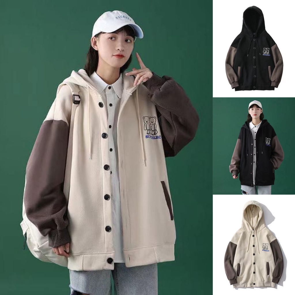 SUPKELHC VARSITY JAKET OVERSIZE | JAKET HOODIE WANITA OVERSIZE | JAKET BASEBALL OOTD KEKINIAN