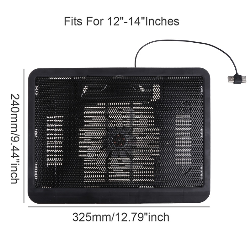 Bt Mute Notebook Cooling Base Radiator 12-14inci Radiator Komputer Cooling Rack Dengan 2kipas Tenang Bertenaga USB