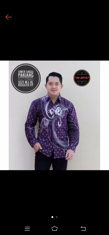 Kemeja Batik Warna Ungu Hitam Batik Lengan Panjang Lapis Furing Uwer Ungu Batik Terbaru