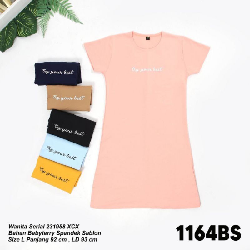 Lemone daster 1164BS dress Casual BABYTERRY spandek pendek selutut