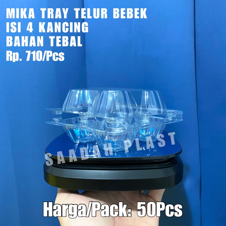 (ISI 50) Mika Tray Telur Bebek isi 4 Butir + Kancing / Kemasan Telor