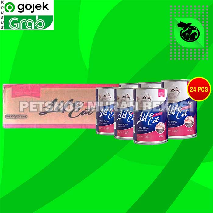 Gosend Makanan Kucing Wet Food Kaleng Life Cat Grosir Dus 24 PCS 400GR