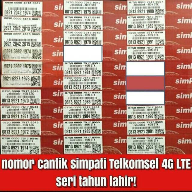 No Cantik Kartu Perdana Simpati Telkomsel 4G seri Tahun Kelahiran