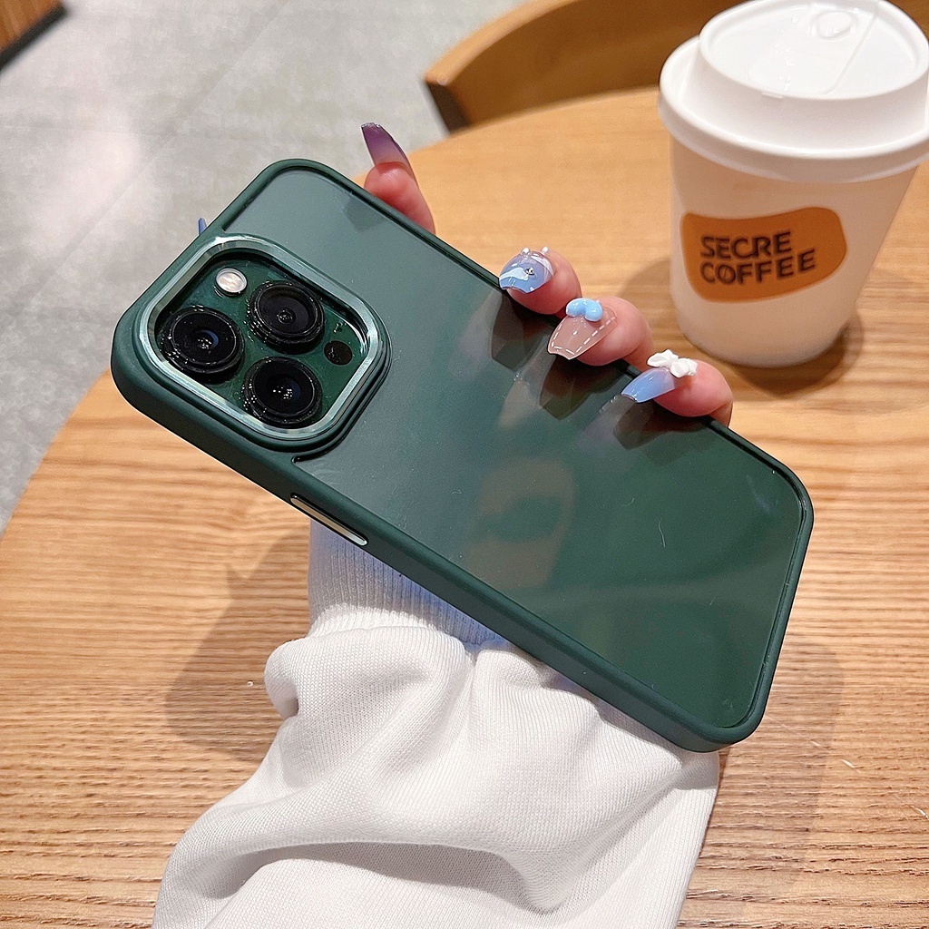 (Alpine Green) Soft Case Silikon Transparan Dengan Lensa Metal Untuk iPhone 13 Pro MAX 11 12 Pro MAX