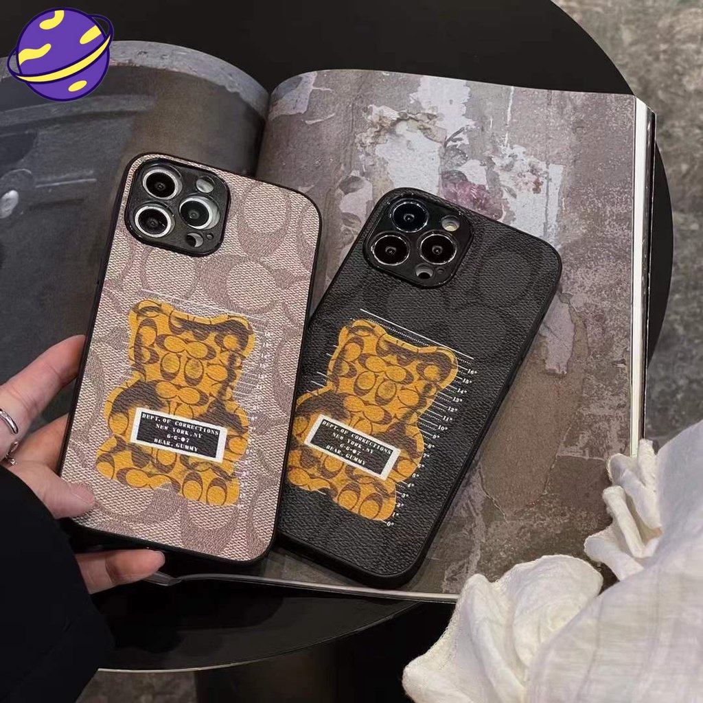 Soft Case Bahan Kulit Desain Beruang Gaya Eropa Amerika Untuk iPhone 7 8 Plus X XS XR 11 12 13 14 Pro Max