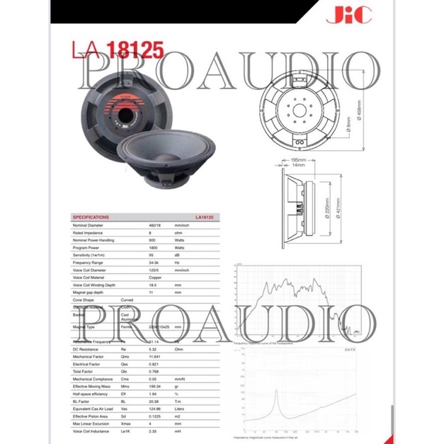 speaker JIC 18 inch LA 18125 original