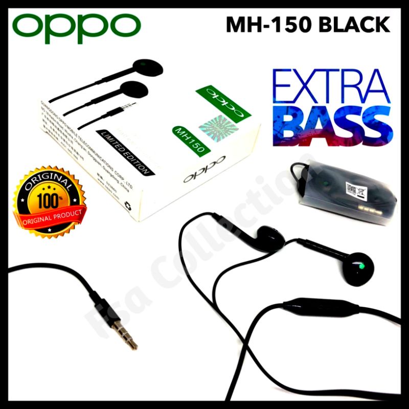 [BLACK SERIES] EARPHONE OPPO BASS STEREO HEADSET OPPO A5/A9/A3S/A5S/A15/A16/A33/A53/A52/A92/A54/A74 oppo black series