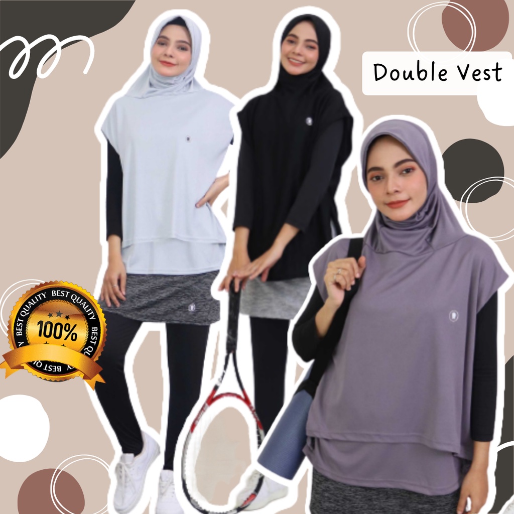 Vest Double Rompi Hijab Terbaru Tebal Pakaian Luaran Hijab Sport Sepeda Lari Volly