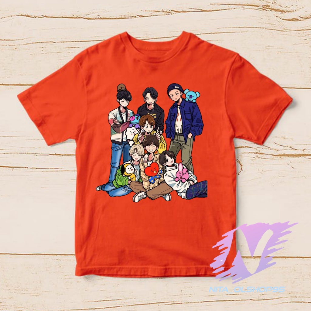 kaos anak kpop animasi kartun BTS