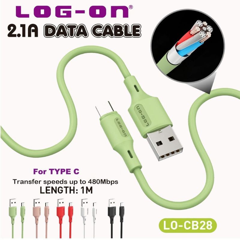 KABEL DATA LOG-ON TYPE C DAN MICRO LO-CB28 1M FASTER CHARGING 2.1A CABLE DATA HARGA @1 PCS